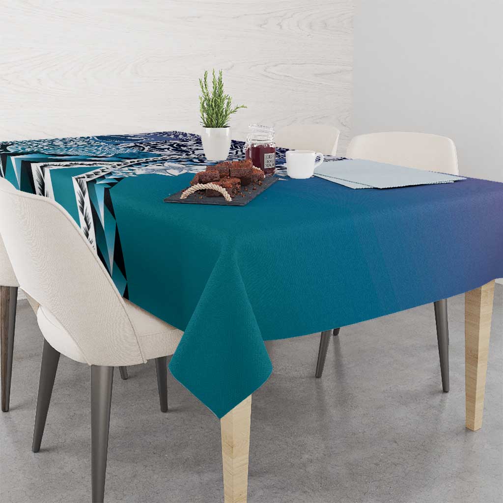 Aloha Vintage Plumeria Hawaiian Tapa Pattern Tablecloth Blue Hawaiian Tapa Pattern - Polynesian Pride