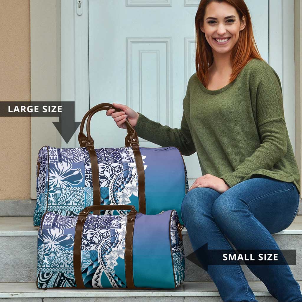 Aloha Vintage Plumeria Hawaiian Tapa Pattern Travel Bag Blue Hawaiian Tapa Pattern - Polynesian Pride