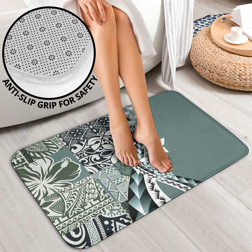 Aloha Vintage Plumeria Hawaiian Tapa Pattern Bathroom Set Dark Turquoise Hawaiian Tapa Pattern - Polynesian Pride