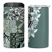 Aloha Vintage Plumeria Hawaiian Tapa Pattern 4 in 1 Can Cooler Tumbler Dark Turquoise Hawaiian Tapa Pattern LT9 One Size: 16 oz Turquoise - Polynesian Pride