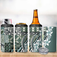 Aloha Vintage Plumeria Hawaiian Tapa Pattern 4 in 1 Can Cooler Tumbler Dark Turquoise Hawaiian Tapa Pattern LT9 - Polynesian Pride