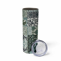 Aloha Vintage Plumeria Hawaiian Tapa Pattern Skinny Tumbler Dark Turquoise Hawaiian Tapa Pattern LT9 - Polynesian Pride