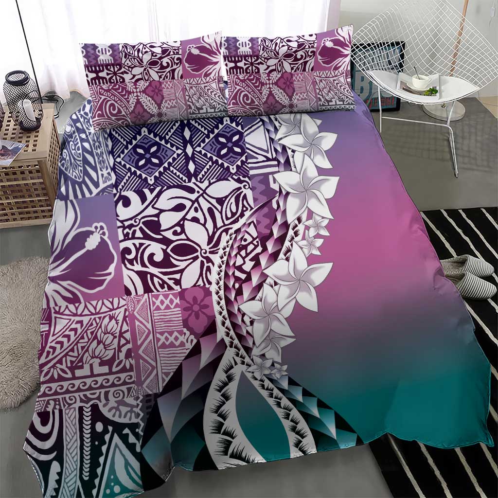 Aloha Vintage Plumeria Hawaiian Tapa Pattern Bedding Set Gradient Hawaiian Tapa Pattern - Polynesian Pride