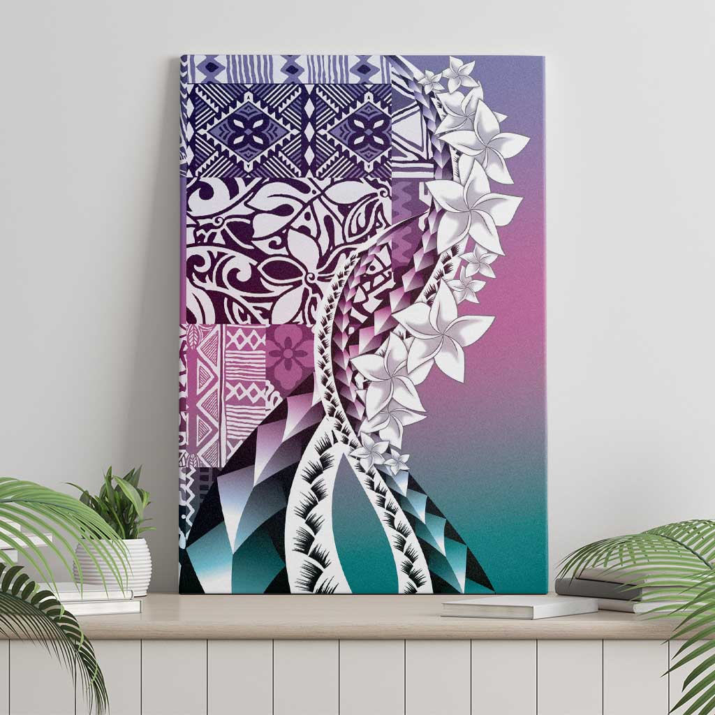 Aloha Vintage Plumeria Hawaiian Tapa Pattern Canvas Wall Art Gradient Hawaiian Tapa Pattern - Polynesian Pride