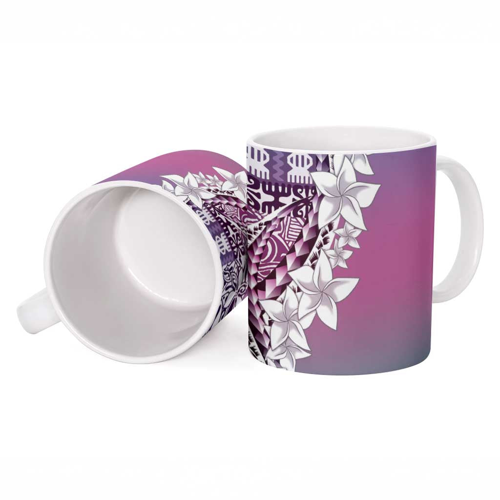Aloha Vintage Plumeria Hawaiian Tapa Pattern Ceramic Mug Gradient Hawaiian Tapa Pattern - Polynesian Pride