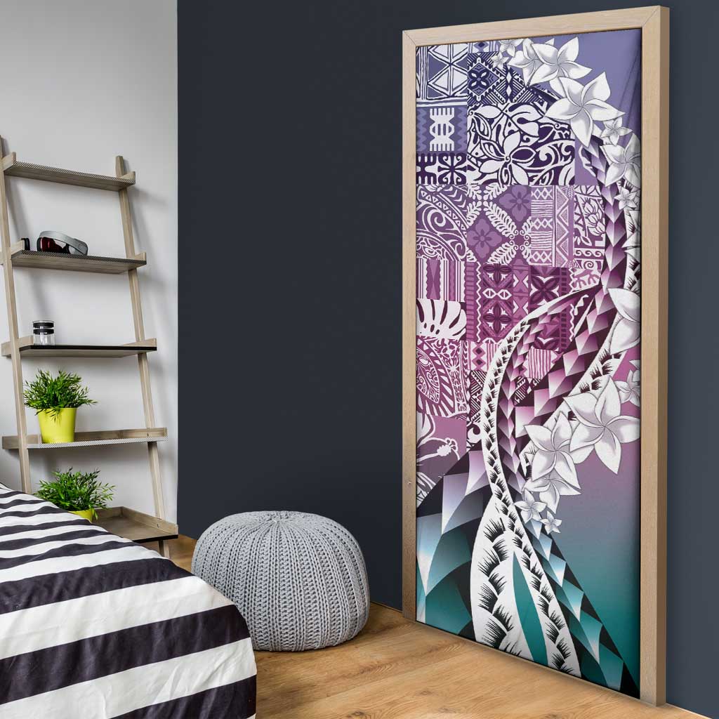 Aloha Vintage Plumeria Hawaiian Tapa Pattern Door Cover Gradient Hawaiian Tapa Pattern - Polynesian Pride