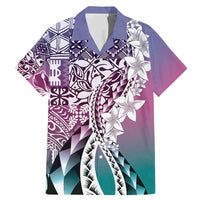 Aloha Vintage Plumeria Hawaiian Tapa Pattern Family Matching Mermaid Dress and Hawaiian Shirt Gradient Hawaiian Tapa Pattern LT9 Dad's Shirt - Short Sleeve Gradient - Polynesian Pride