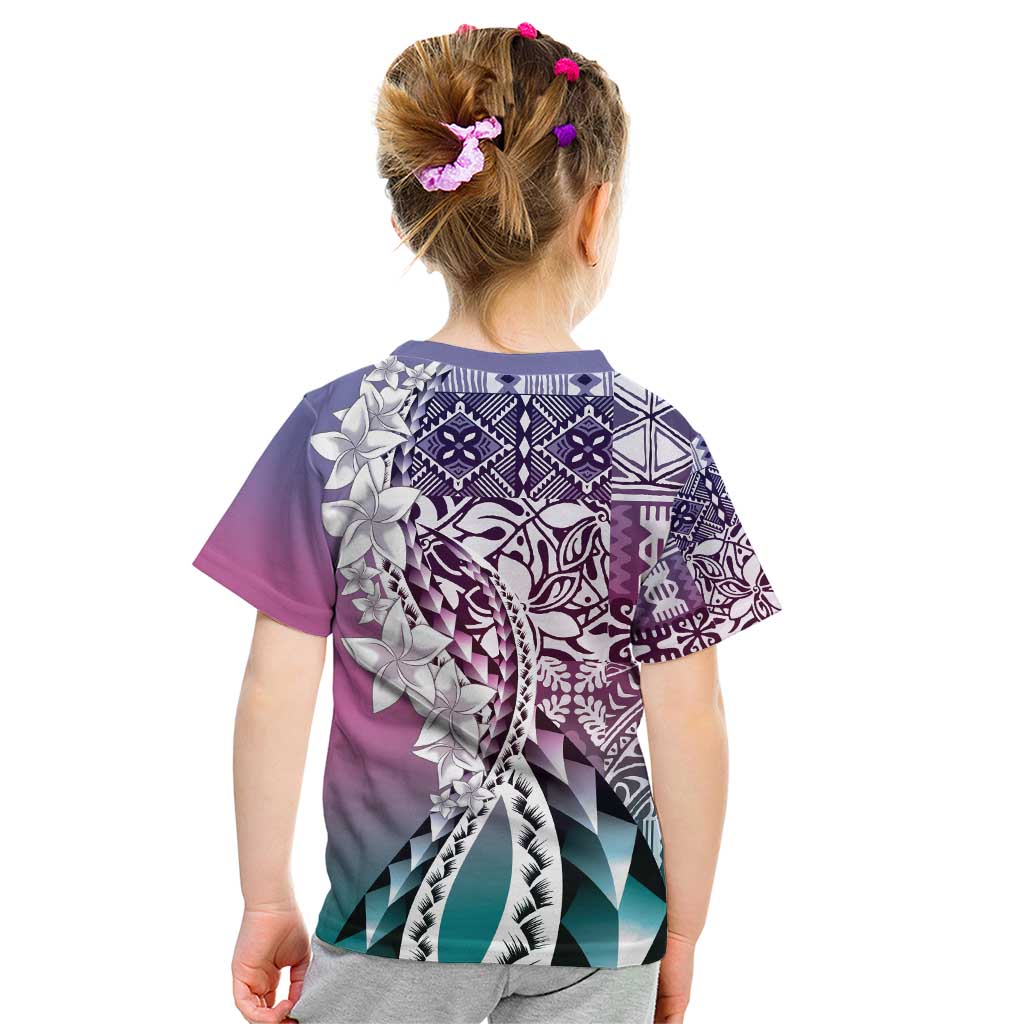Aloha Vintage Plumeria Hawaiian Tapa Pattern Kid T Shirt Gradient Hawaiian Tapa Pattern - Polynesian Pride