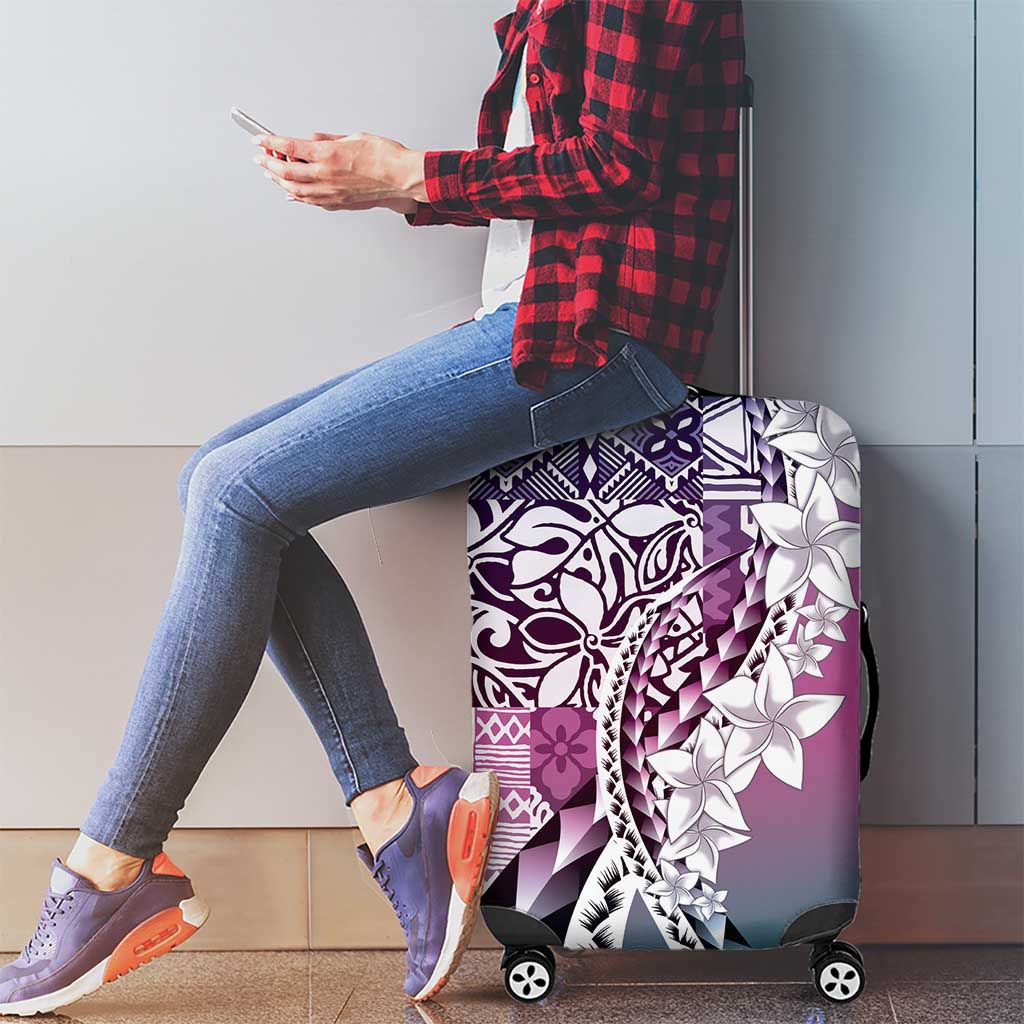Aloha Vintage Plumeria Hawaiian Tapa Pattern Luggage Cover Gradient Hawaiian Tapa Pattern - Polynesian Pride