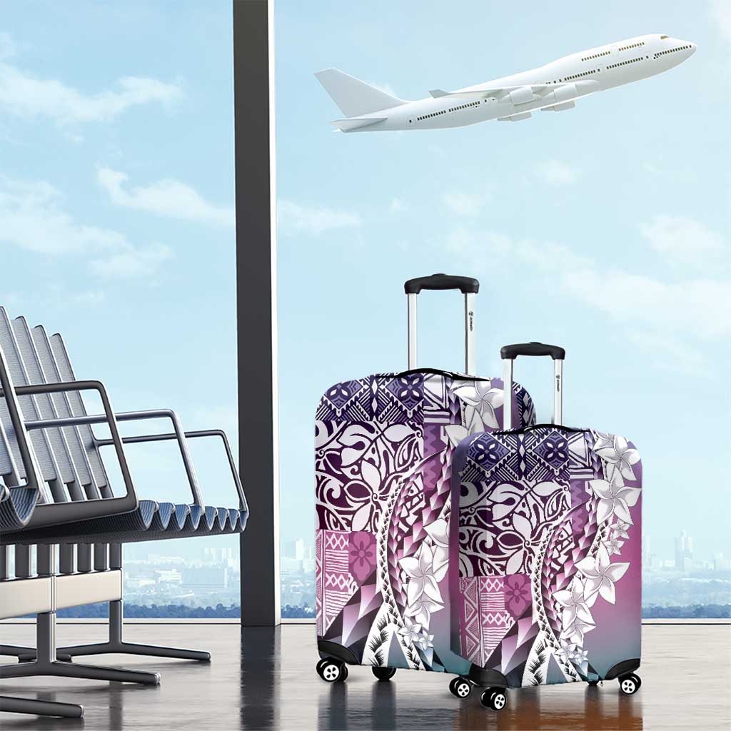 Aloha Vintage Plumeria Hawaiian Tapa Pattern Luggage Cover Gradient Hawaiian Tapa Pattern - Polynesian Pride