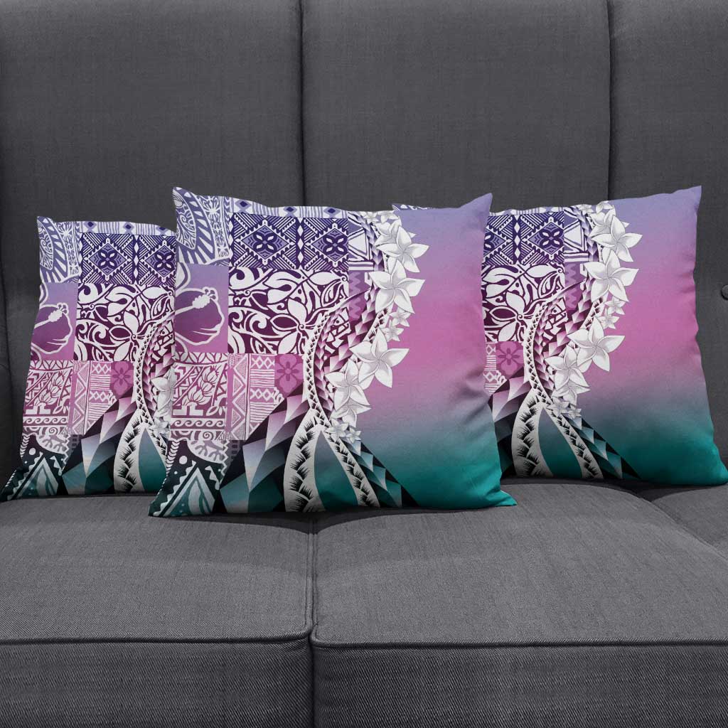 Aloha Vintage Plumeria Hawaiian Tapa Pattern Pillow Cover Gradient Hawaiian Tapa Pattern - Polynesian Pride
