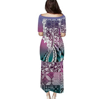 Aloha Vintage Plumeria Hawaiian Tapa Pattern Puletasi Gradient Hawaiian Tapa Pattern - Polynesian Pride