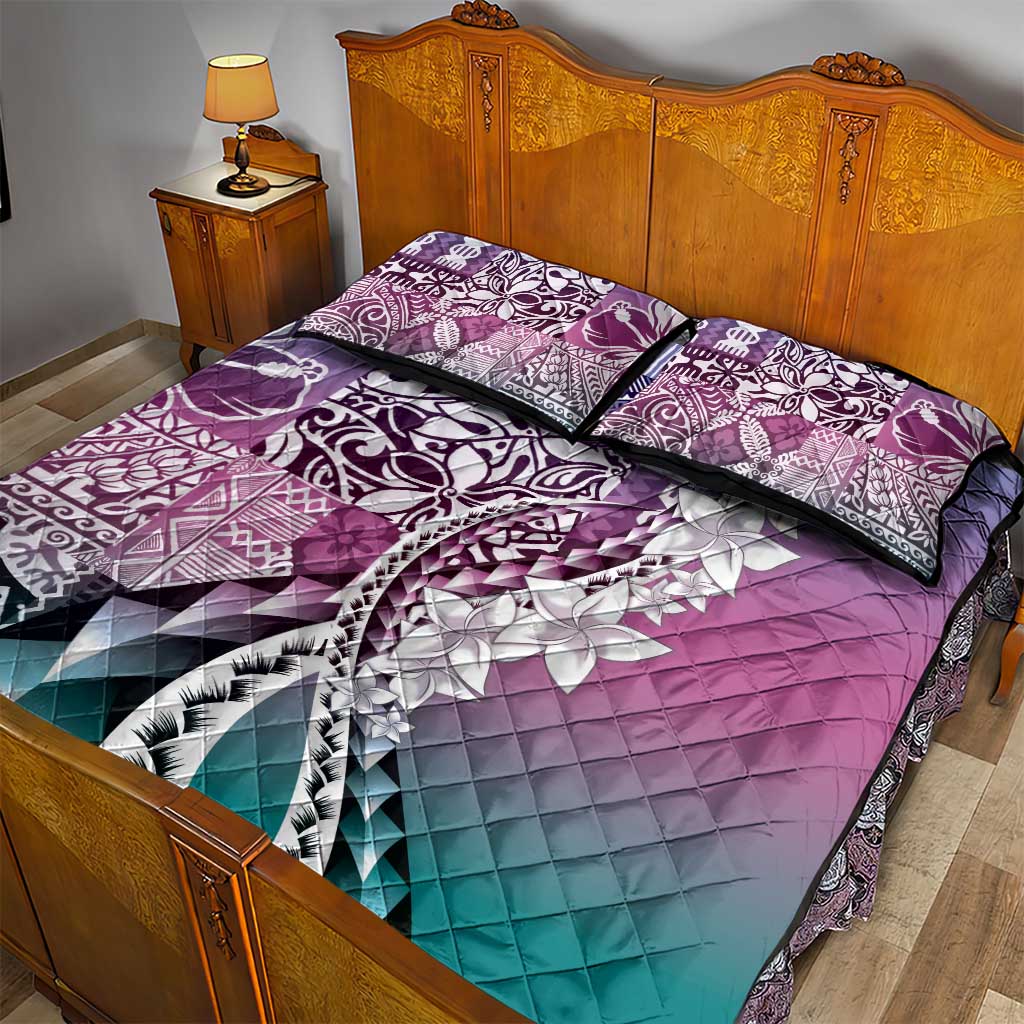 Aloha Vintage Plumeria Hawaiian Tapa Pattern Quilt Bed Set Gradient Hawaiian Tapa Pattern - Polynesian Pride