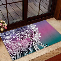 Aloha Vintage Plumeria Hawaiian Tapa Pattern Rubber Doormat Gradient Hawaiian Tapa Pattern - Polynesian Pride