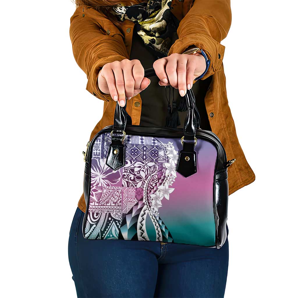 Aloha Vintage Plumeria Hawaiian Tapa Pattern Shoulder Handbag Gradient Hawaiian Tapa Pattern LT9 One Size Gradient - Polynesian Pride