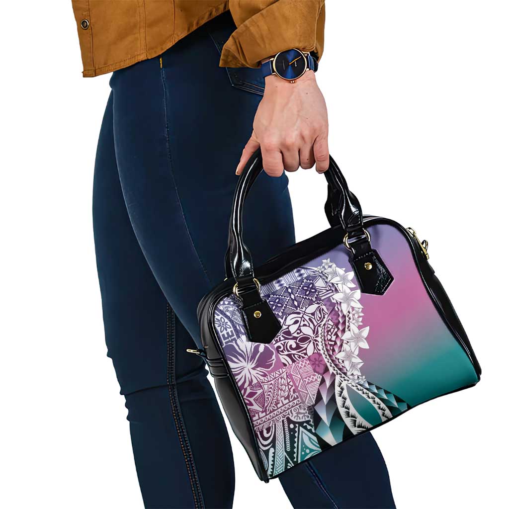 Aloha Vintage Plumeria Hawaiian Tapa Pattern Shoulder Handbag Gradient Hawaiian Tapa Pattern LT9 - Polynesian Pride
