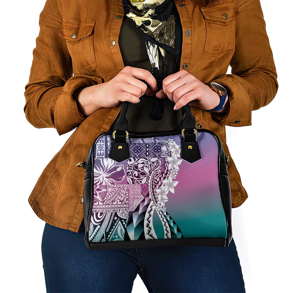Aloha Vintage Plumeria Hawaiian Tapa Pattern Shoulder Handbag Gradient Hawaiian Tapa Pattern LT9 - Polynesian Pride