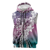 Aloha Vintage Plumeria Hawaiian Tapa Pattern Sleeveless Zip Hoodie Gradient Hawaiian Tapa Pattern LT9