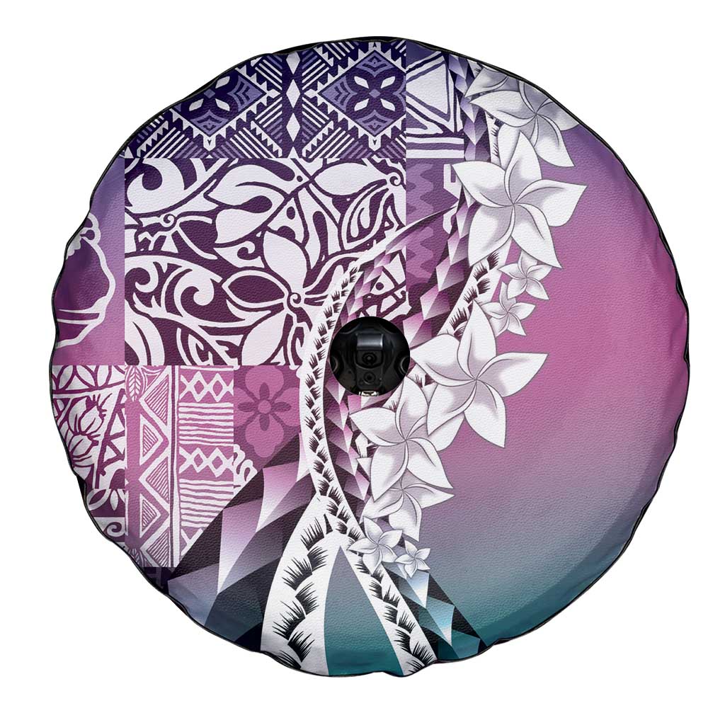 Aloha Vintage Plumeria Hawaiian Tapa Pattern Spare Tire Cover Gradient Hawaiian Tapa Pattern - Polynesian Pride