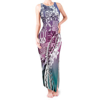 Aloha Vintage Plumeria Hawaiian Tapa Pattern Tank Maxi Dress Gradient Hawaiian Tapa Pattern - Polynesian Pride