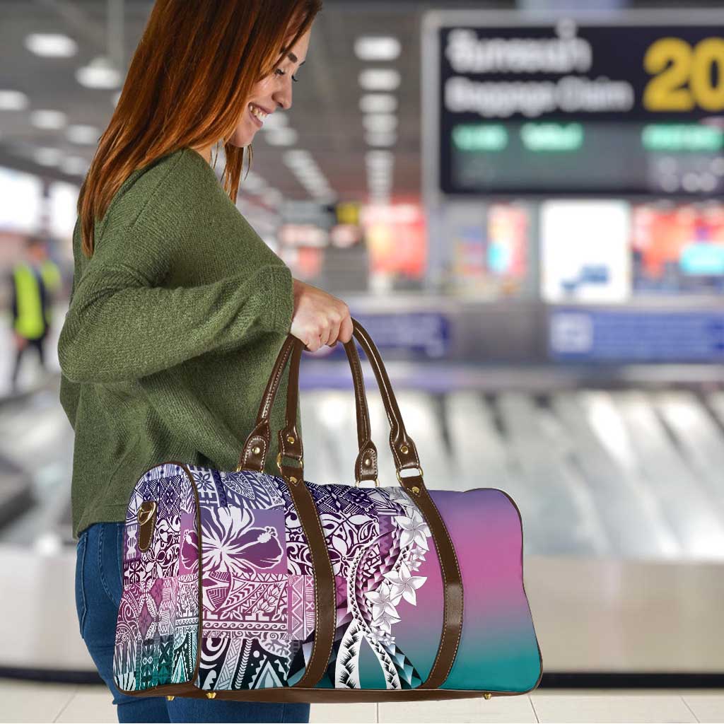 Aloha Vintage Plumeria Hawaiian Tapa Pattern Travel Bag Gradient Hawaiian Tapa Pattern - Polynesian Pride
