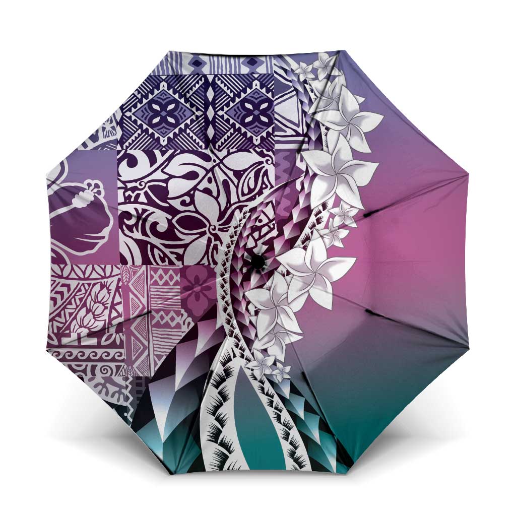 Aloha Vintage Plumeria Hawaiian Tapa Pattern Umbrella Gradient Hawaiian Tapa Pattern - Polynesian Pride