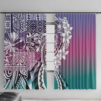 Aloha Vintage Plumeria Hawaiian Tapa Pattern Window Curtain Gradient Hawaiian Tapa Pattern LT9 With Hooks Gradient - Polynesian Pride