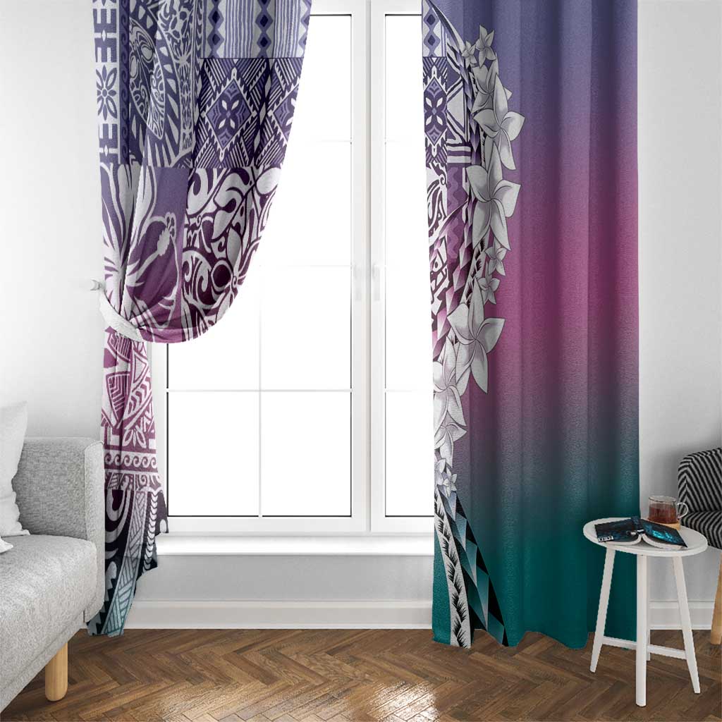 Aloha Vintage Plumeria Hawaiian Tapa Pattern Window Curtain Gradient Hawaiian Tapa Pattern LT9 - Polynesian Pride