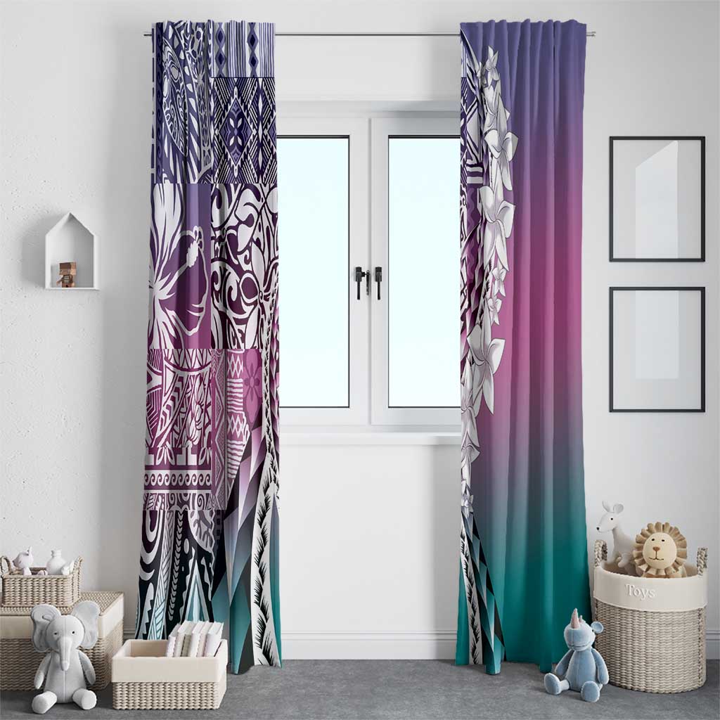 Aloha Vintage Plumeria Hawaiian Tapa Pattern Window Curtain Gradient Hawaiian Tapa Pattern LT9 - Polynesian Pride