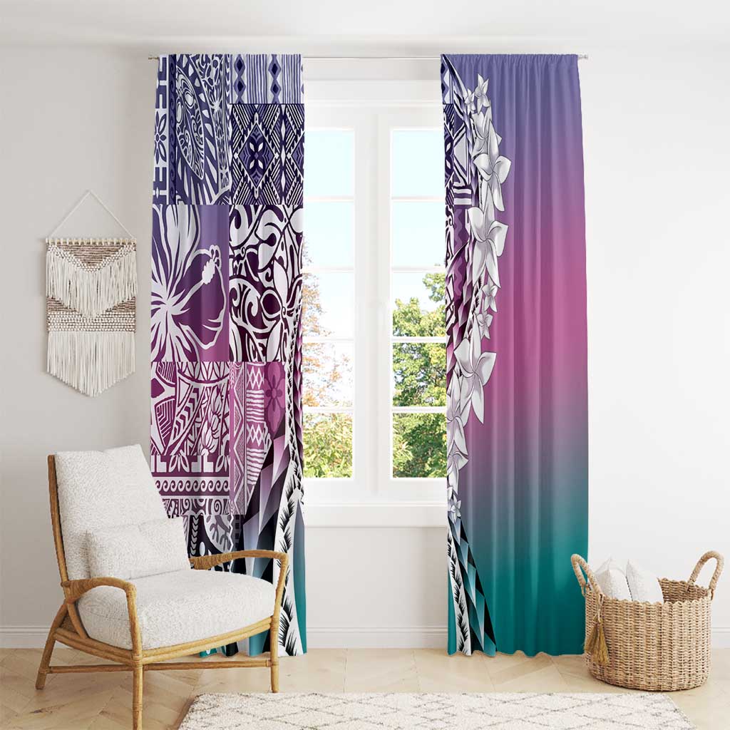 Aloha Vintage Plumeria Hawaiian Tapa Pattern Window Curtain Gradient Hawaiian Tapa Pattern LT9 - Polynesian Pride