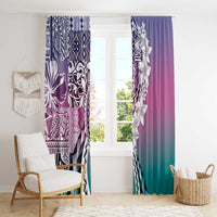 Aloha Vintage Plumeria Hawaiian Tapa Pattern Window Curtain Gradient Hawaiian Tapa Pattern LT9 - Polynesian Pride