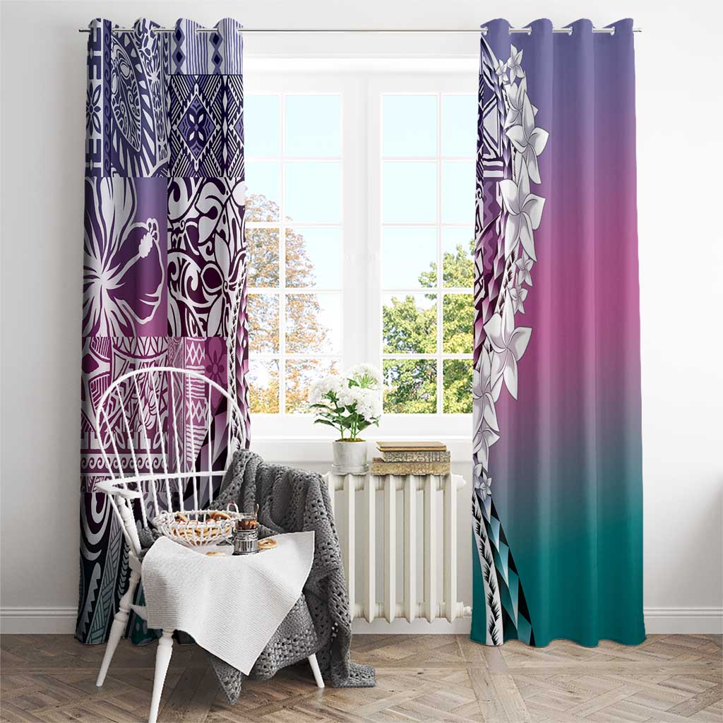 Aloha Vintage Plumeria Hawaiian Tapa Pattern Window Curtain Gradient Hawaiian Tapa Pattern LT9 - Polynesian Pride
