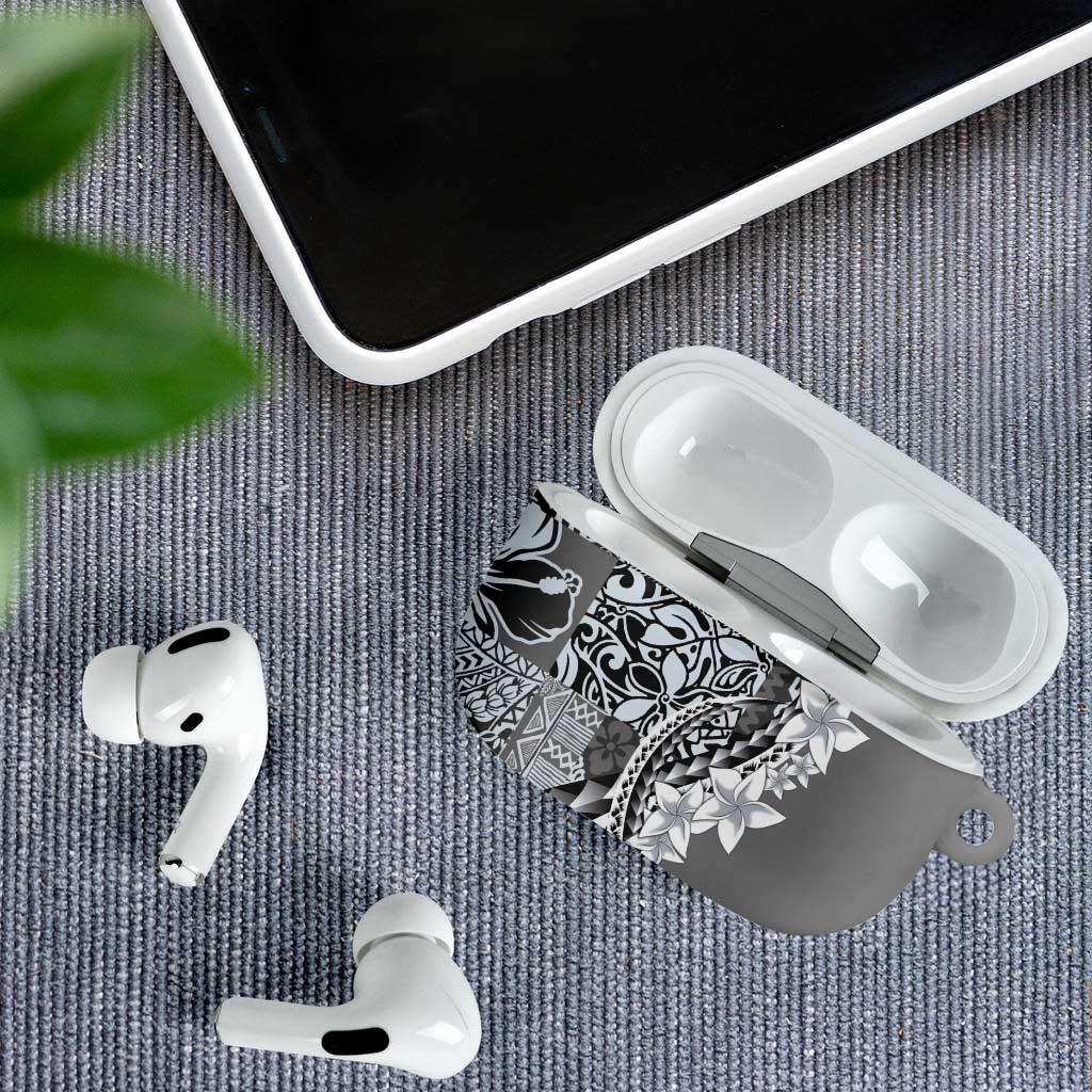 Aloha Vintage Plumeria Hawaiian Tapa Pattern AirPods Case Gray Hawaiian Tapa Pattern - Polynesian Pride