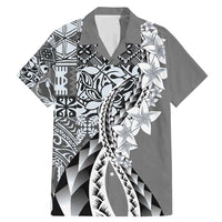 Aloha Vintage Plumeria Hawaiian Tapa Pattern Family Matching Mermaid Dress and Hawaiian Shirt Gray Hawaiian Tapa Pattern LT9 Dad's Shirt - Short Sleeve Gray - Polynesian Pride