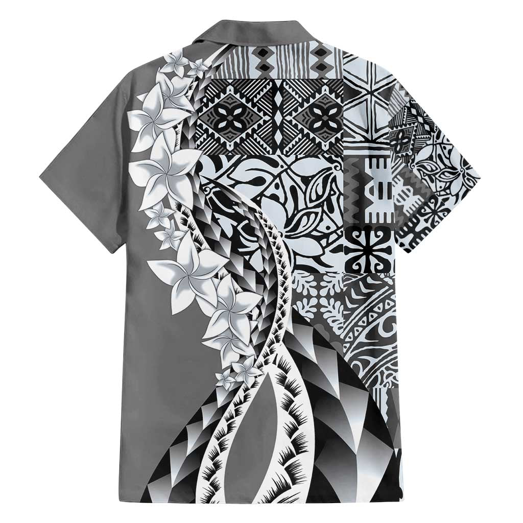Aloha Vintage Plumeria Hawaiian Tapa Pattern Family Matching Summer Maxi Dress and Hawaiian Shirt Gray Hawaiian Tapa Pattern LT9 - Polynesian Pride