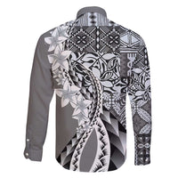 Aloha Vintage Plumeria Hawaiian Tapa Pattern Family Matching Summer Maxi Dress and Hawaiian Shirt Gray Hawaiian Tapa Pattern LT9 - Polynesian Pride