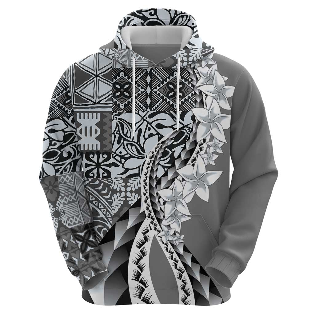Aloha Vintage Plumeria Hawaiian Tapa Pattern Hoodie Gray Hawaiian Tapa Pattern - Polynesian Pride