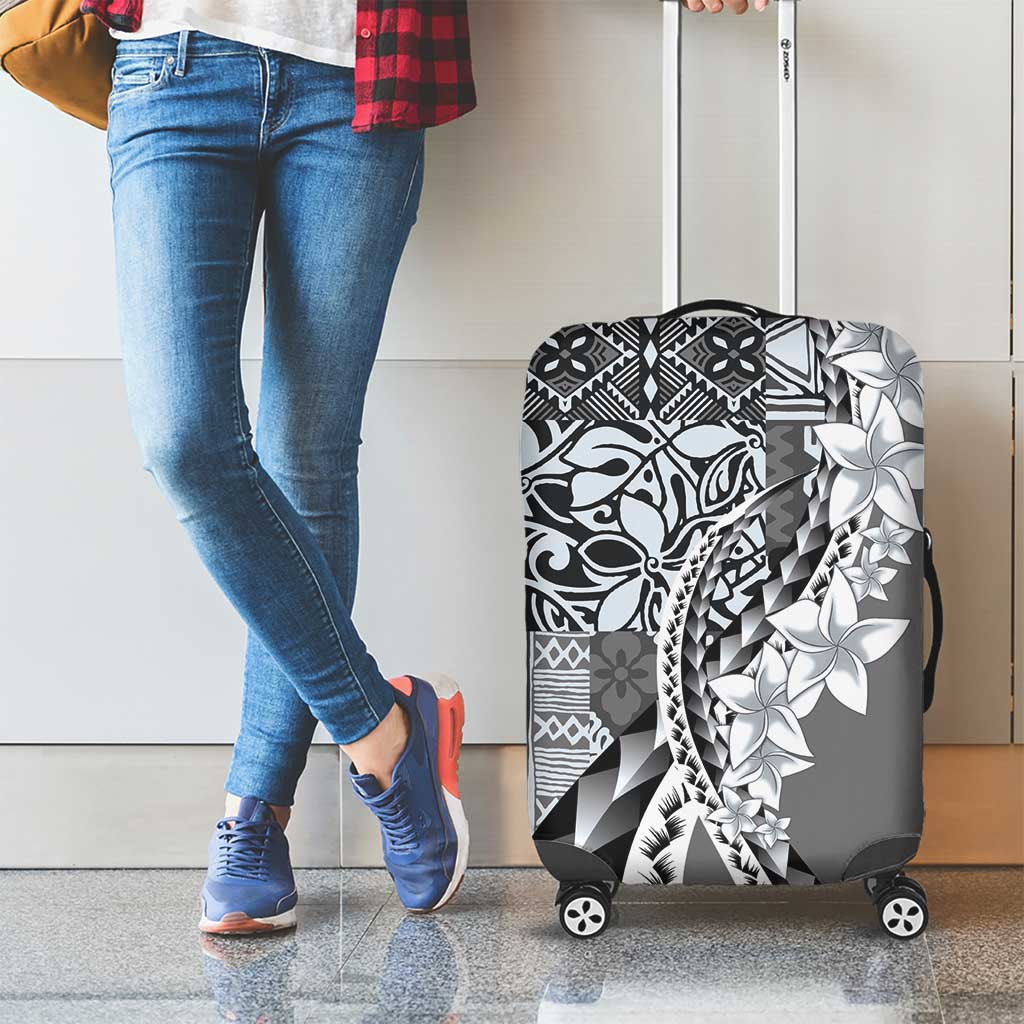 Aloha Vintage Plumeria Hawaiian Tapa Pattern Luggage Cover Gray Hawaiian Tapa Pattern - Polynesian Pride