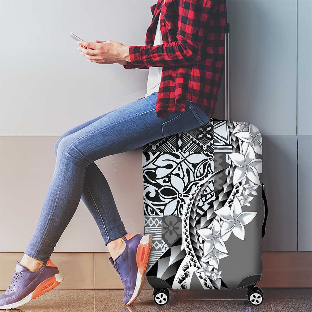 Aloha Vintage Plumeria Hawaiian Tapa Pattern Luggage Cover Gray Hawaiian Tapa Pattern - Polynesian Pride