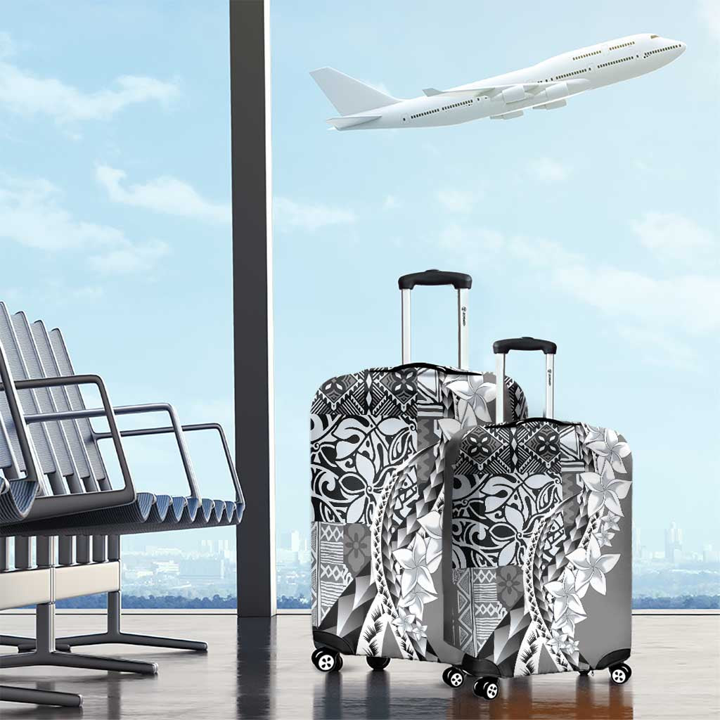 Aloha Vintage Plumeria Hawaiian Tapa Pattern Luggage Cover Gray Hawaiian Tapa Pattern - Polynesian Pride