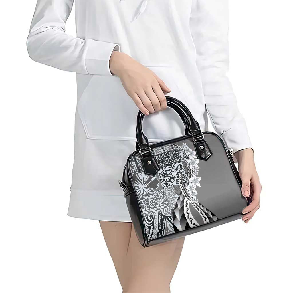 Aloha Vintage Plumeria Hawaiian Tapa Pattern Shoulder Handbag Gray Hawaiian Tapa Pattern - Polynesian Pride