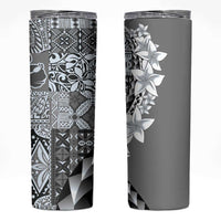 Aloha Vintage Plumeria Hawaiian Tapa Pattern Skinny Tumbler Gray Hawaiian Tapa Pattern LT9 Gray - Polynesian Pride