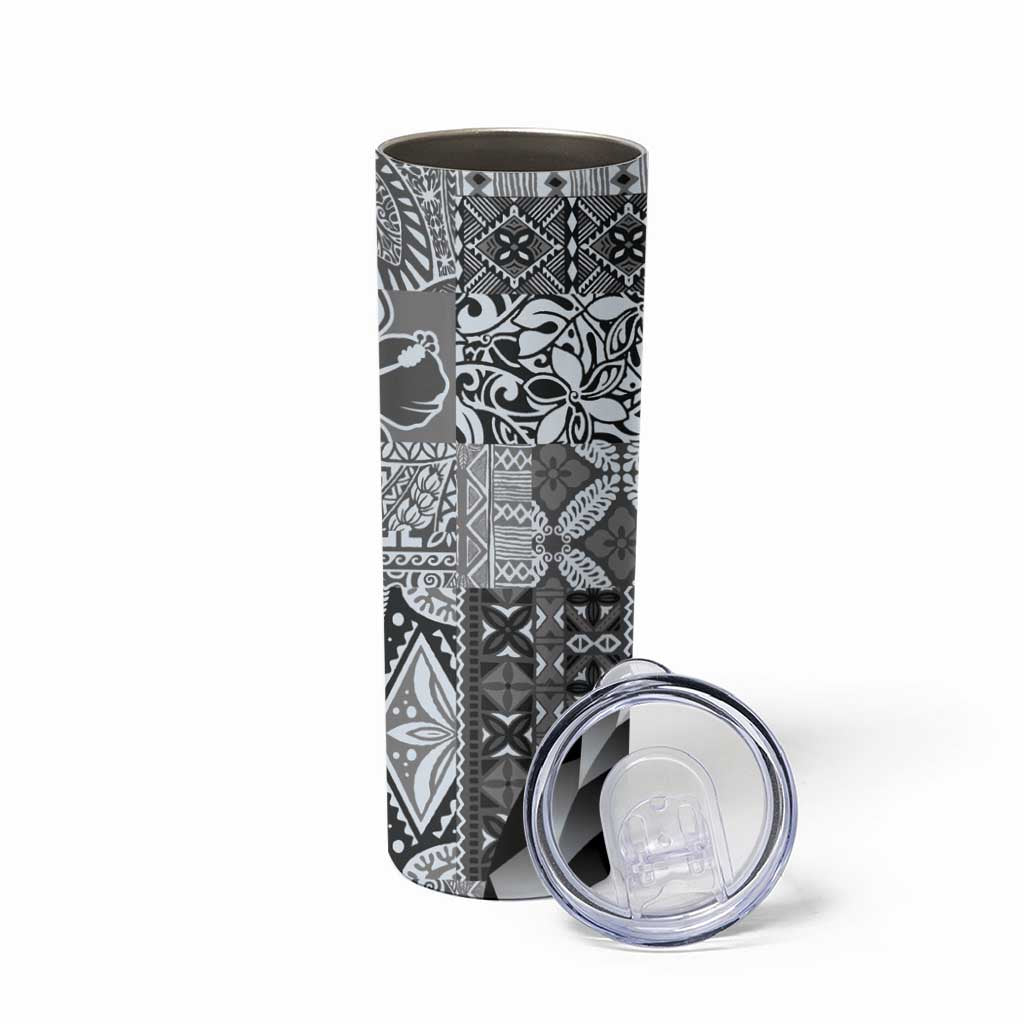 Aloha Vintage Plumeria Hawaiian Tapa Pattern Skinny Tumbler Gray Hawaiian Tapa Pattern LT9 - Polynesian Pride