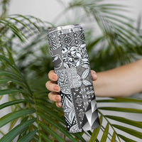 Aloha Vintage Plumeria Hawaiian Tapa Pattern Skinny Tumbler Gray Hawaiian Tapa Pattern LT9 - Polynesian Pride