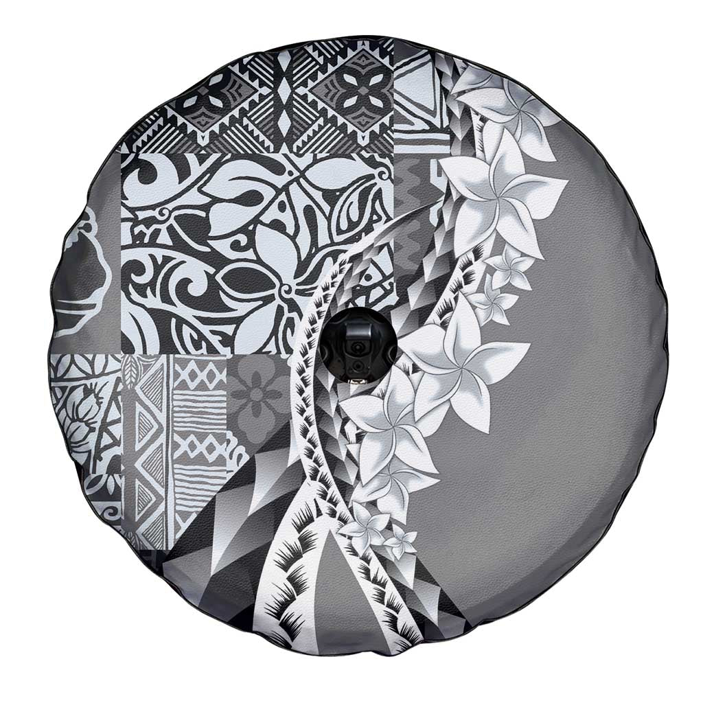 Aloha Vintage Plumeria Hawaiian Tapa Pattern Spare Tire Cover Gray Hawaiian Tapa Pattern - Polynesian Pride