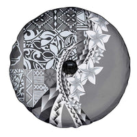 Aloha Vintage Plumeria Hawaiian Tapa Pattern Spare Tire Cover Gray Hawaiian Tapa Pattern - Polynesian Pride