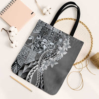 Aloha Vintage Plumeria Hawaiian Tapa Pattern Tote Bag Gray Hawaiian Tapa Pattern - Polynesian Pride