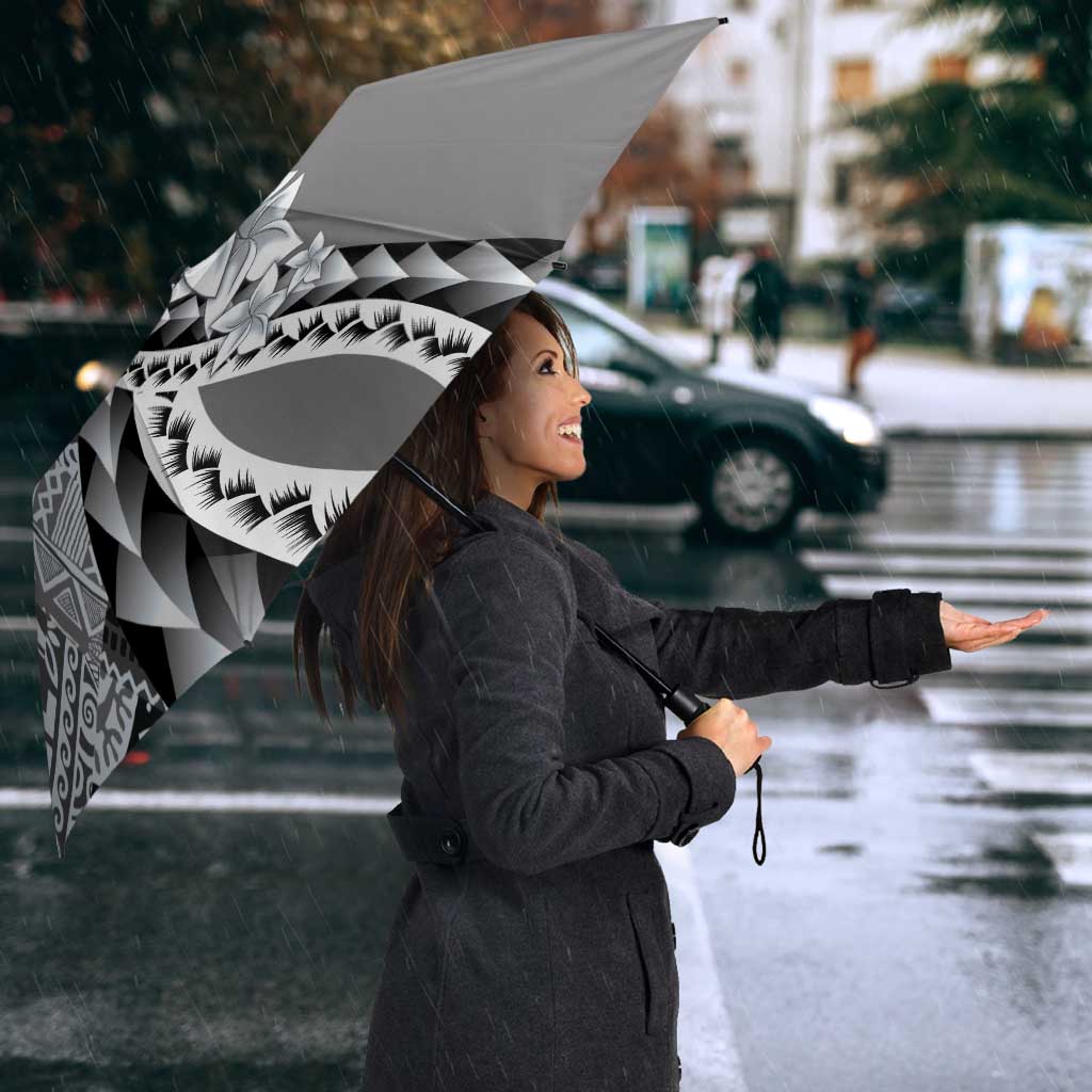 Aloha Vintage Plumeria Hawaiian Tapa Pattern Umbrella Gray Hawaiian Tapa Pattern - Polynesian Pride