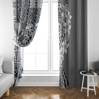 Aloha Vintage Plumeria Hawaiian Tapa Pattern Window Curtain Gray Hawaiian Tapa Pattern - Polynesian Pride