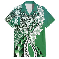 Aloha Vintage Plumeria Hawaiian Tapa Pattern Family Matching Summer Maxi Dress and Hawaiian Shirt Green Hawaiian Tapa Pattern LT9 Dad's Shirt - Short Sleeve Green - Polynesian Pride